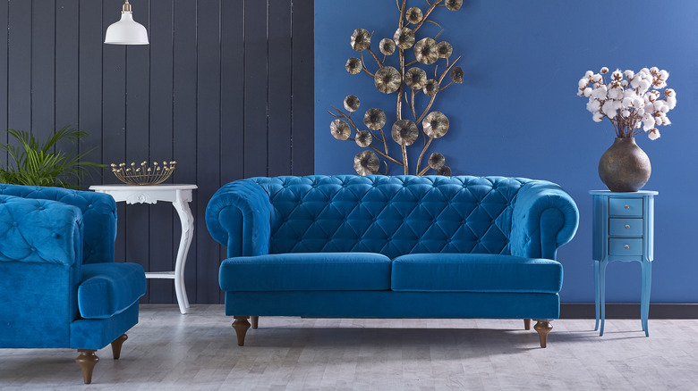 Blue upholstered furniture set