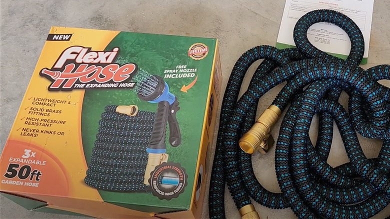 Blue expandable hose and box