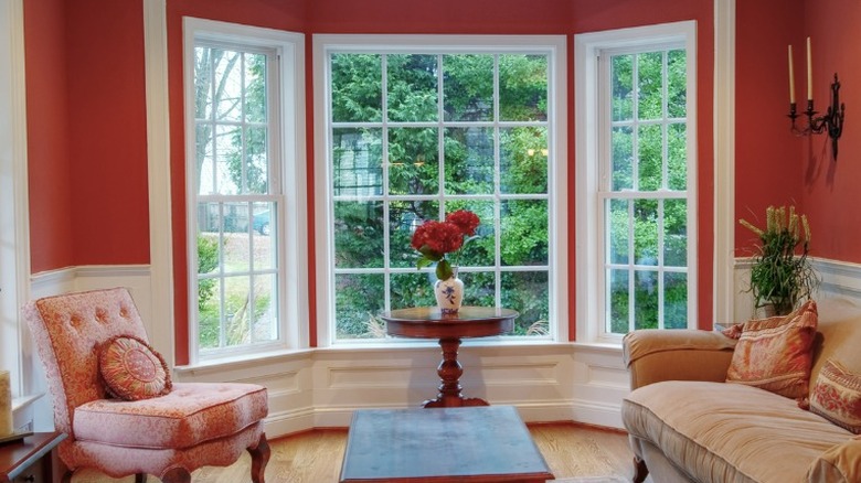 large bay window in room