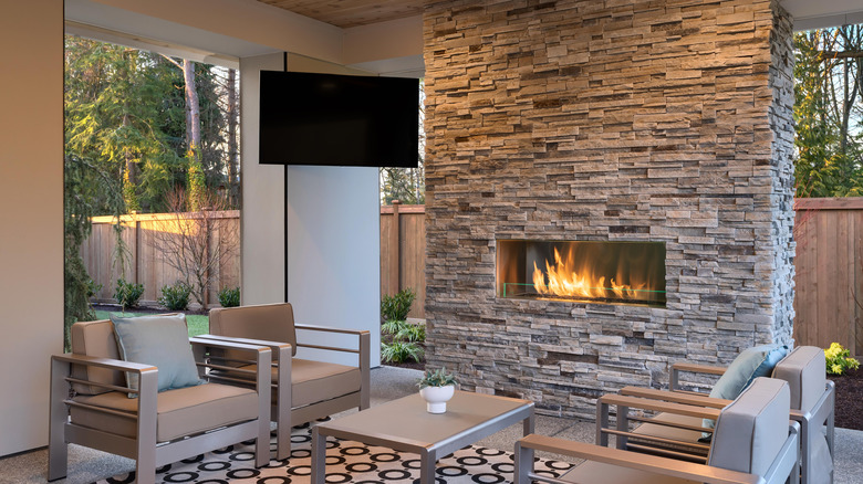 seating in front of fireplace