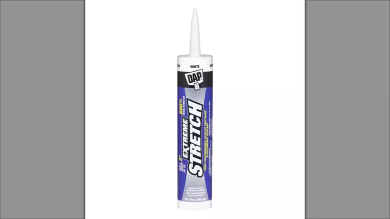 A tube of DAP Extreme Stretch Sealant is shown in a product shot