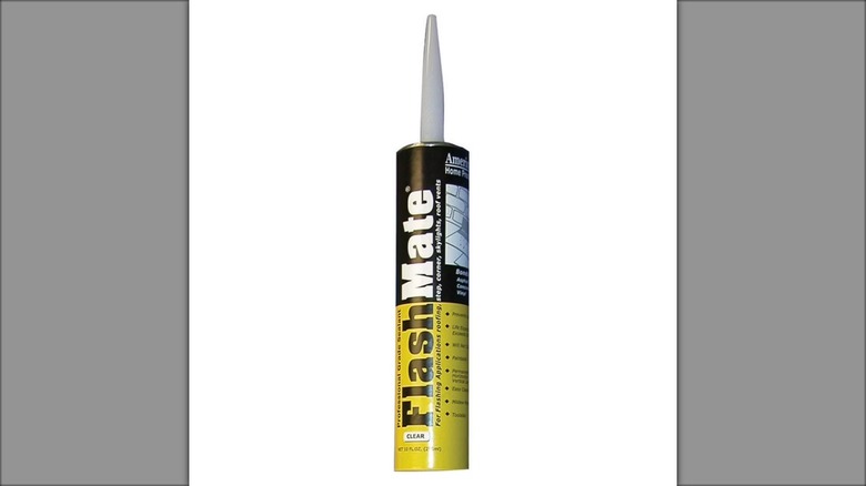 A tube of Amerimax FlashMate Sealant is shown in a product shot