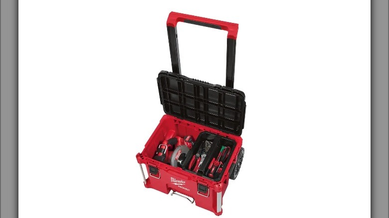 Red rolling tool box