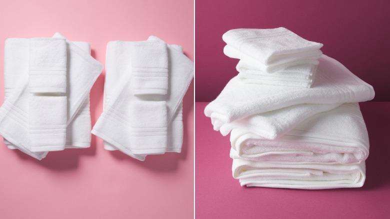 Folded white cotton towels