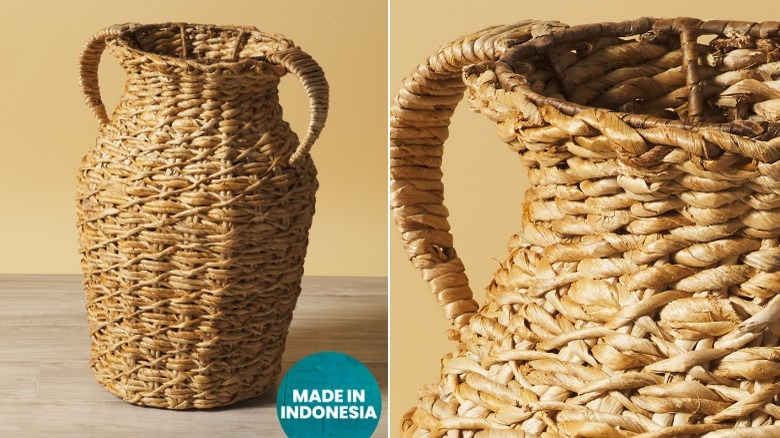 Woven vase with handles