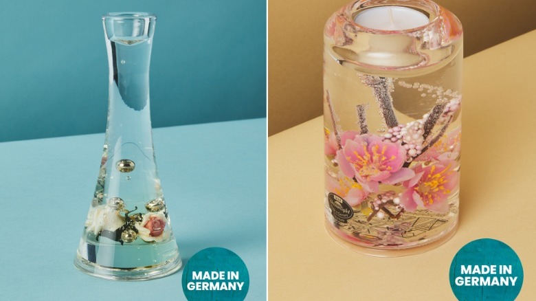 Floral glass candle holders