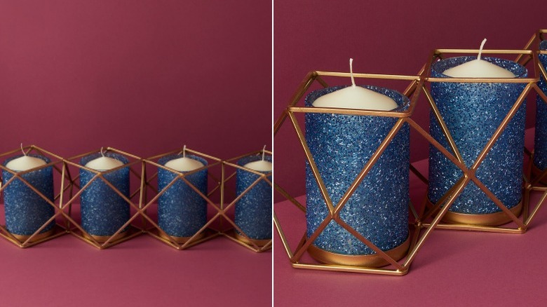 Geometric gold candlestick holder