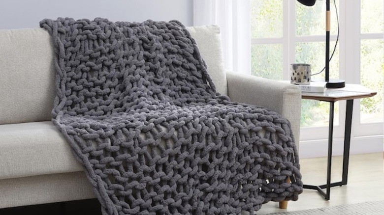 Grey knitted blanket