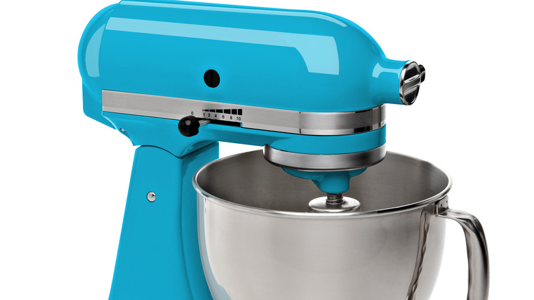 Blue Kitchenaid Mixer with bowl