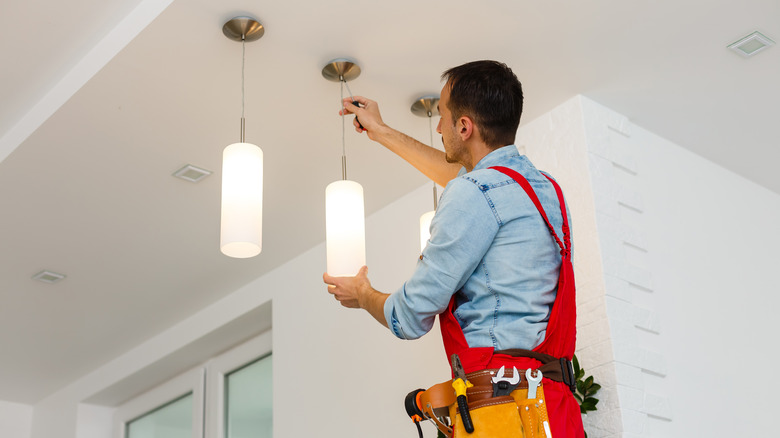 Home Depot installer hanging lights