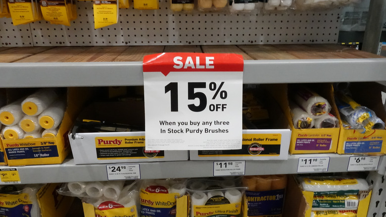 sale tag on Home Depot shelf