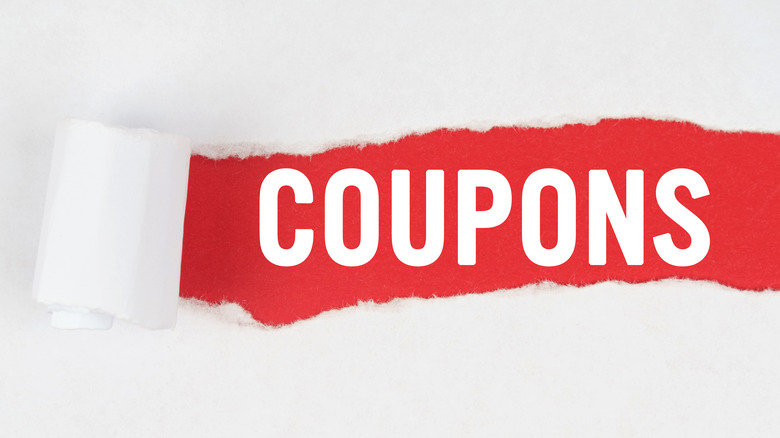 red and white coupon tag