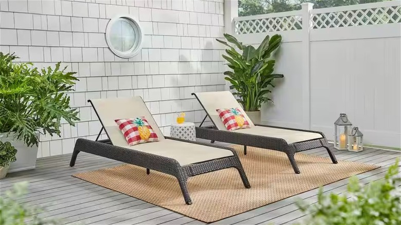 Brown Wicker Outdoor Chaise Lounge