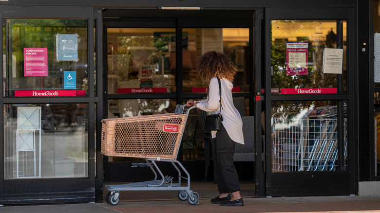 woman with shopping cart at homegoods