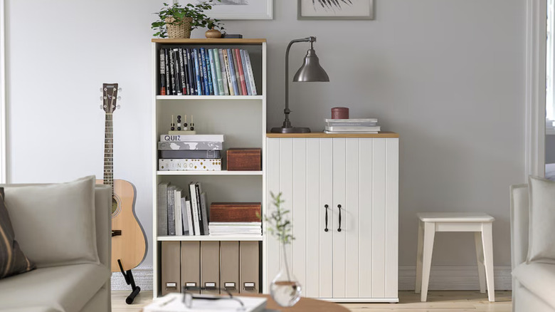 The IKEA SKRUVBY cabinet and shelf