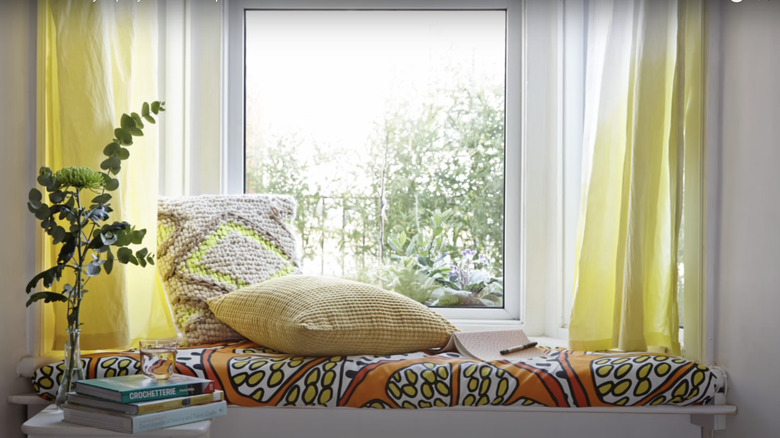 Dip dye yellow curtains hanging