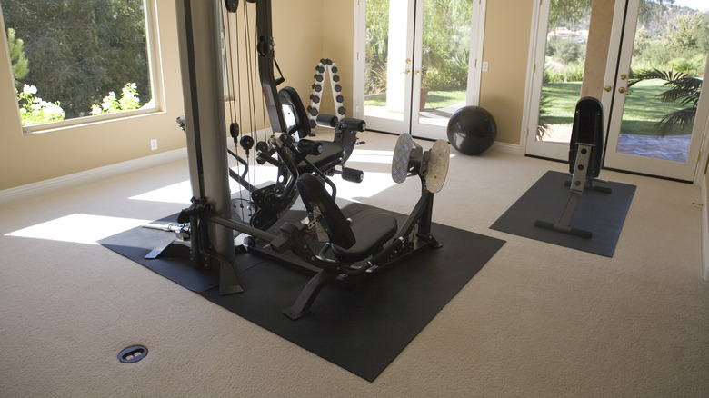 mat under home gym equipment