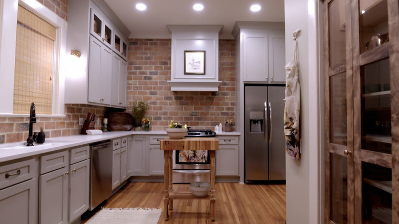 Brick walled kitchen