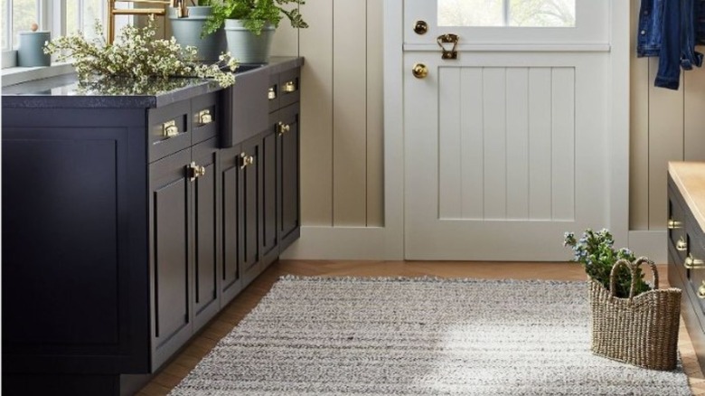 large rug in mudroom