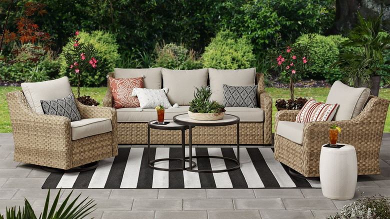 Outdoor furniture set on patio