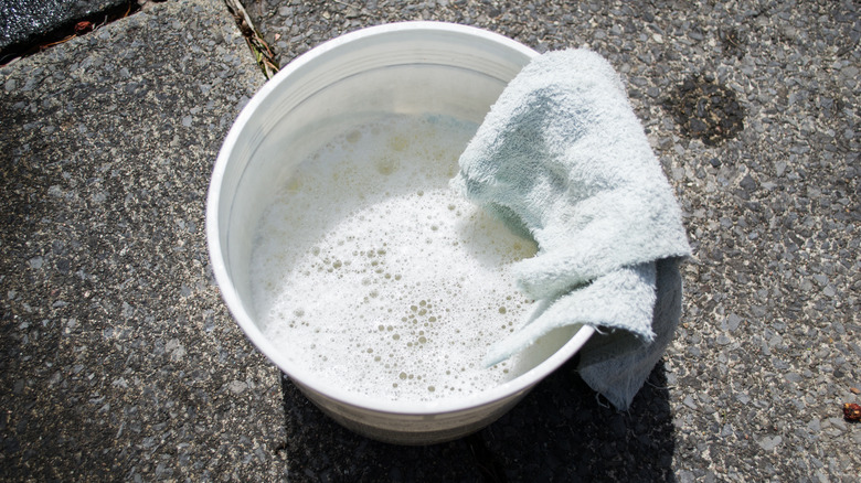 Bucket of soapy water