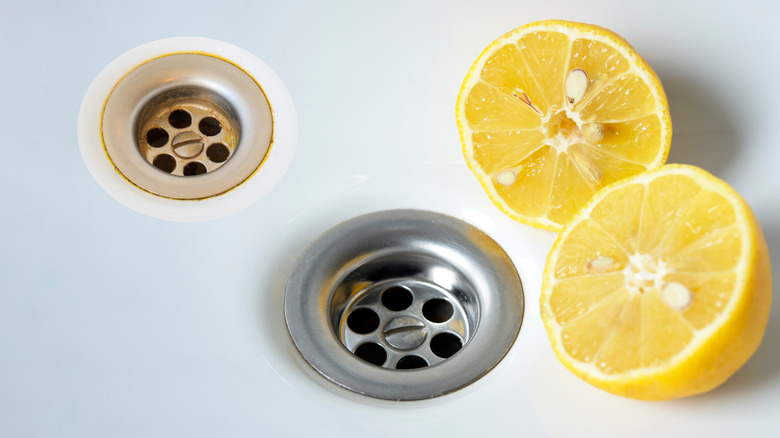 Sliced lemons next to faucets