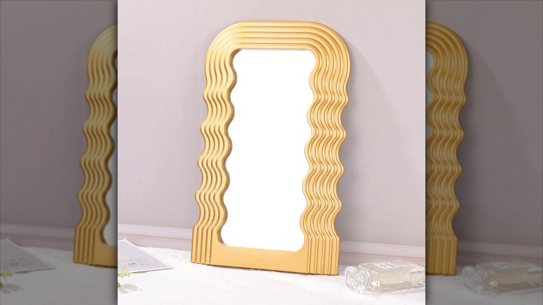 Funky yellow squiggle mirror
