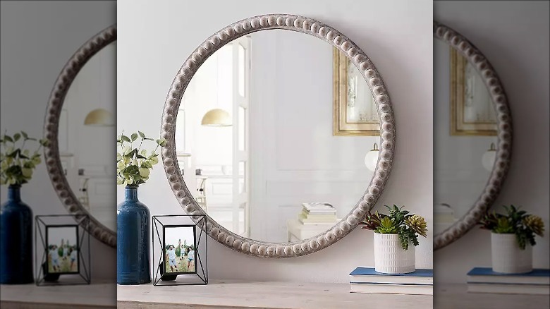 wooden round mirror