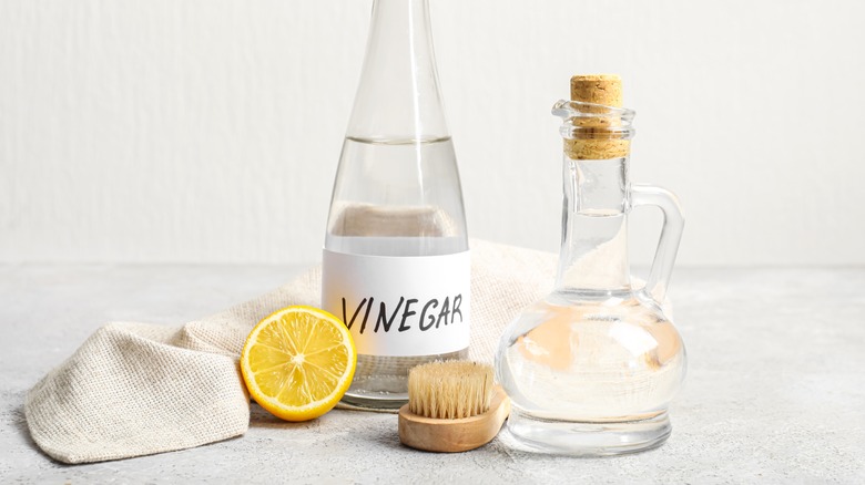 vinegar and cleaning tools