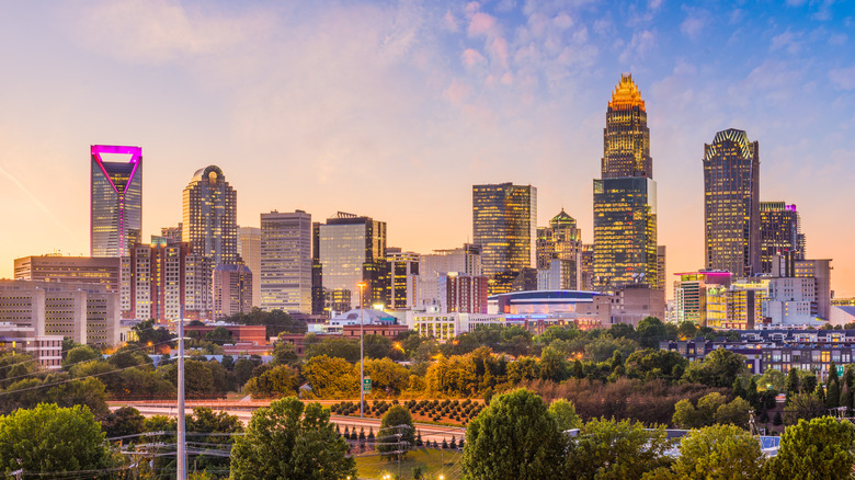 Charlotte skyline at dusk