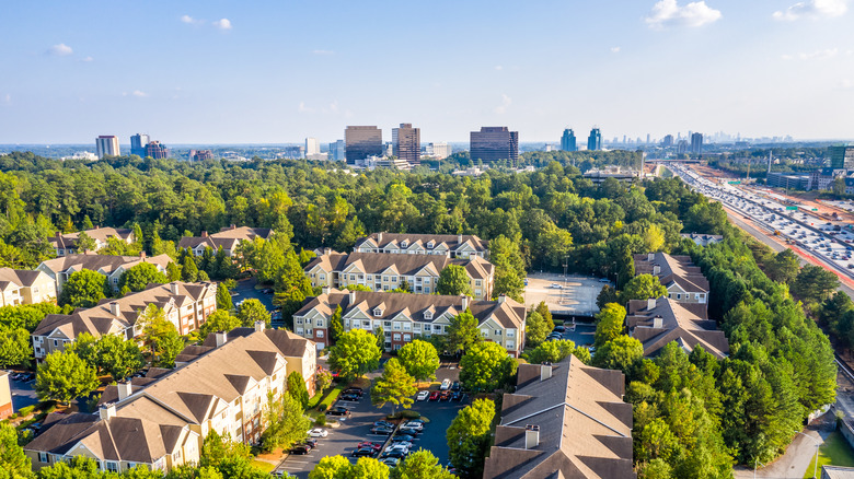 Aerial view of Sandy Springs Suburb