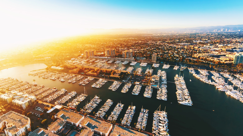 Aerial view of marina del rey