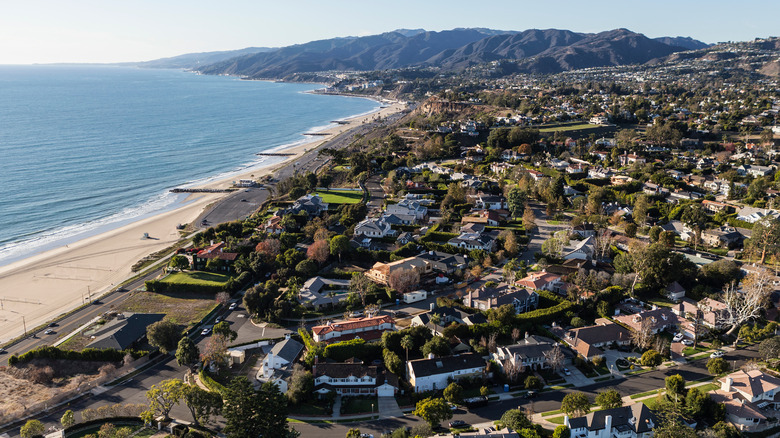 aerial view of coastal pacific palisades