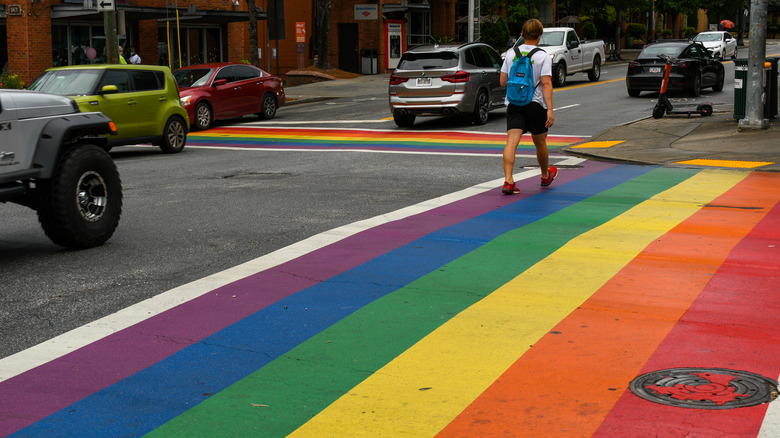 pride crosswalk in midtown