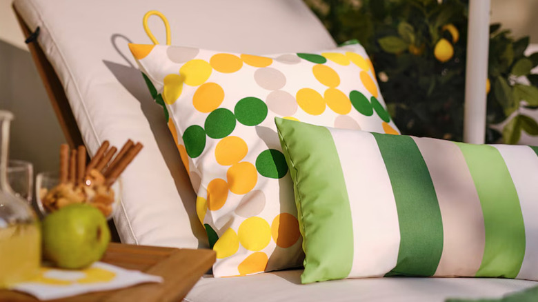 bright green and yellow pillows