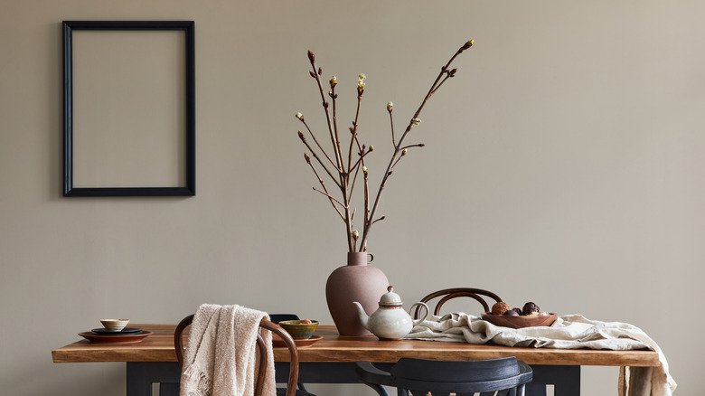 Beige wall and table