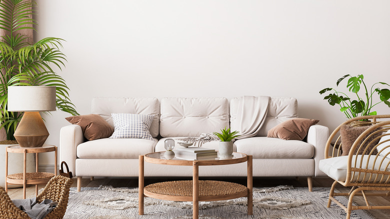 Cozy warm white living room 