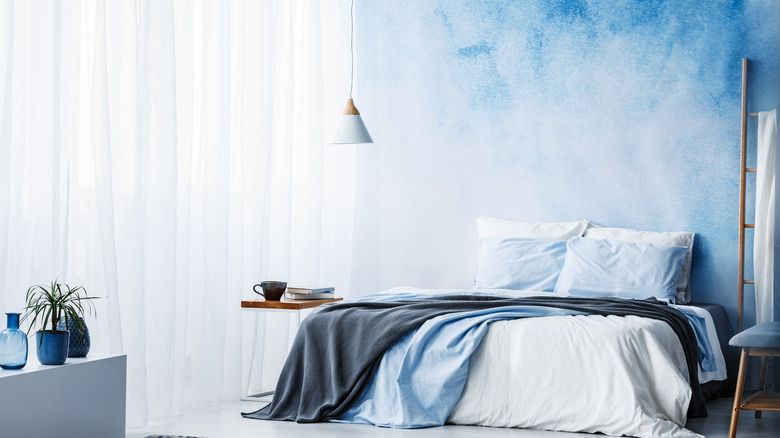 cloudy blue bedroom wall