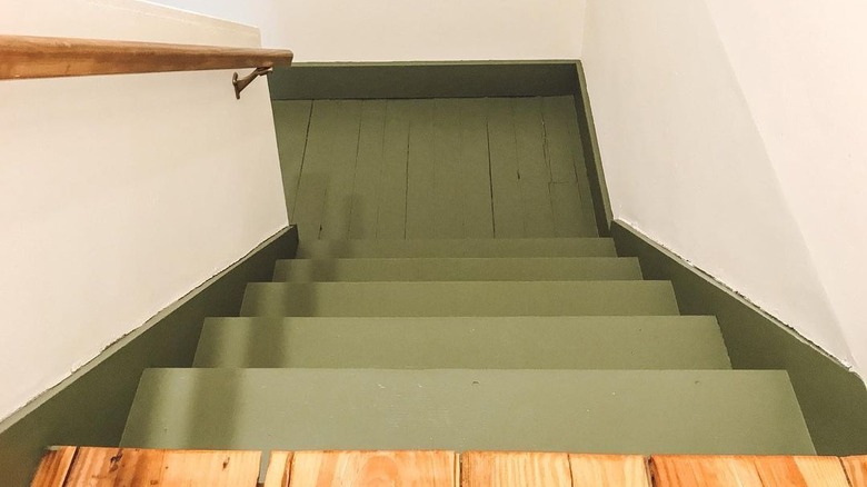 Light green painted staircase