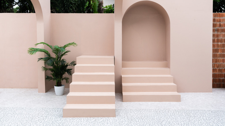 Pink painted outdoor stairs