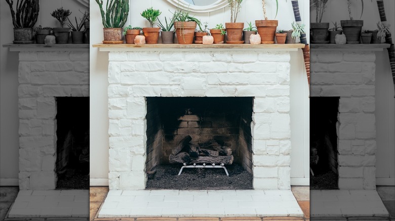 Matte white painted brick