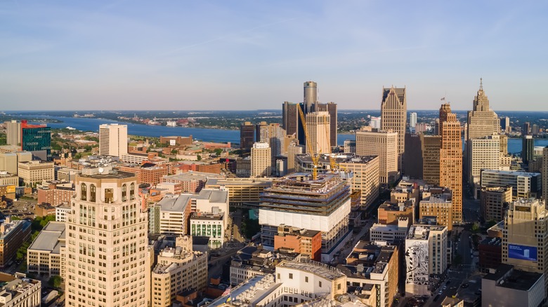 Overhead view of Detroit, Michigan