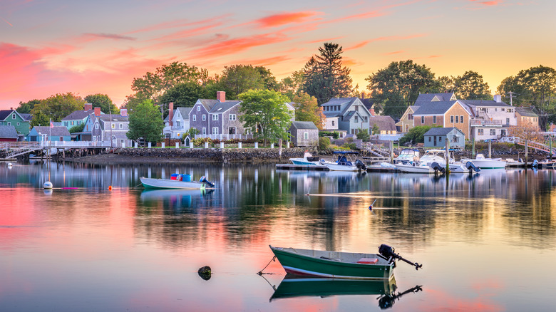 sunset over harbor in Portsmouth