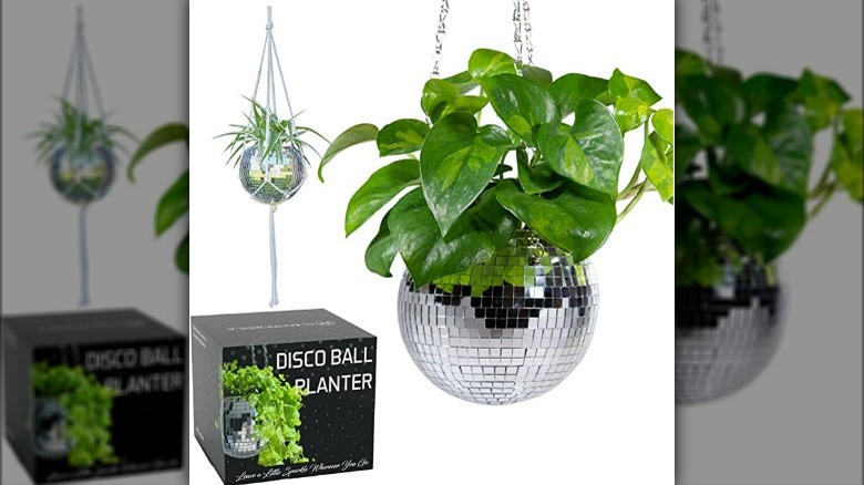 Disco ball hanging planter