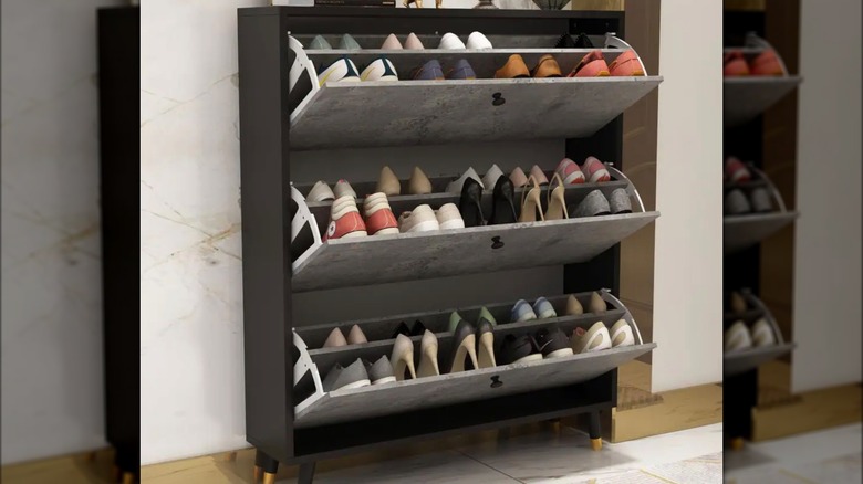 Grey shoe cabinet