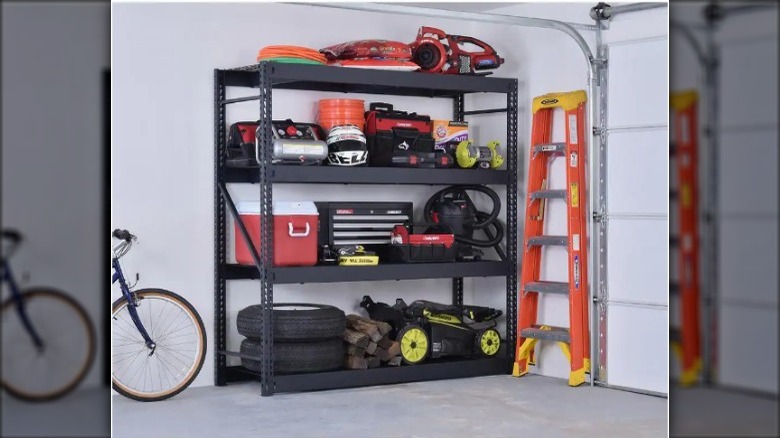 black shelf in garage