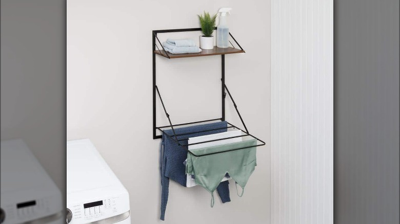 Wall mounted laundry drying rack