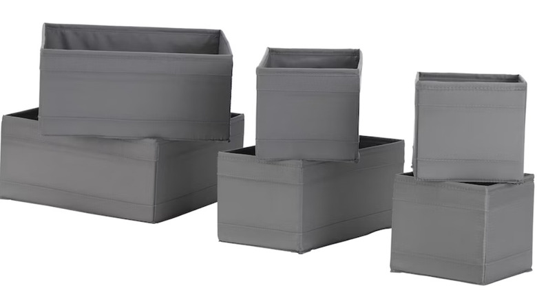 dark gray fabric containers