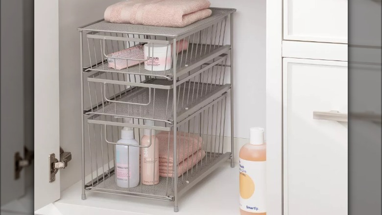 Target's brushed-nickel drawer organizer