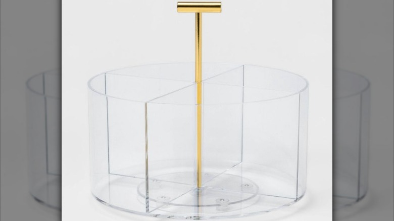 clear and gold spinning organizer